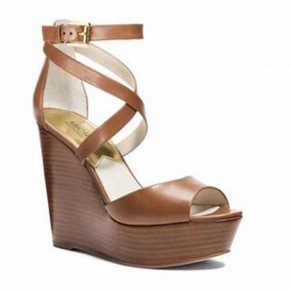 MICHAEL Michael Kors Brown Gabriela Leather Wedge